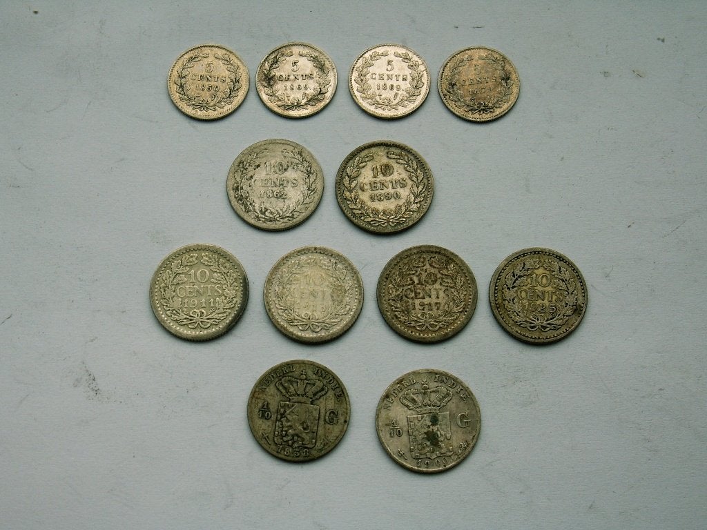 Nederland en Overzee.  Lotje van 24 Zilveren Munten, Zilver, Overige waardes, Koningin Wilhelmina, Verzenden