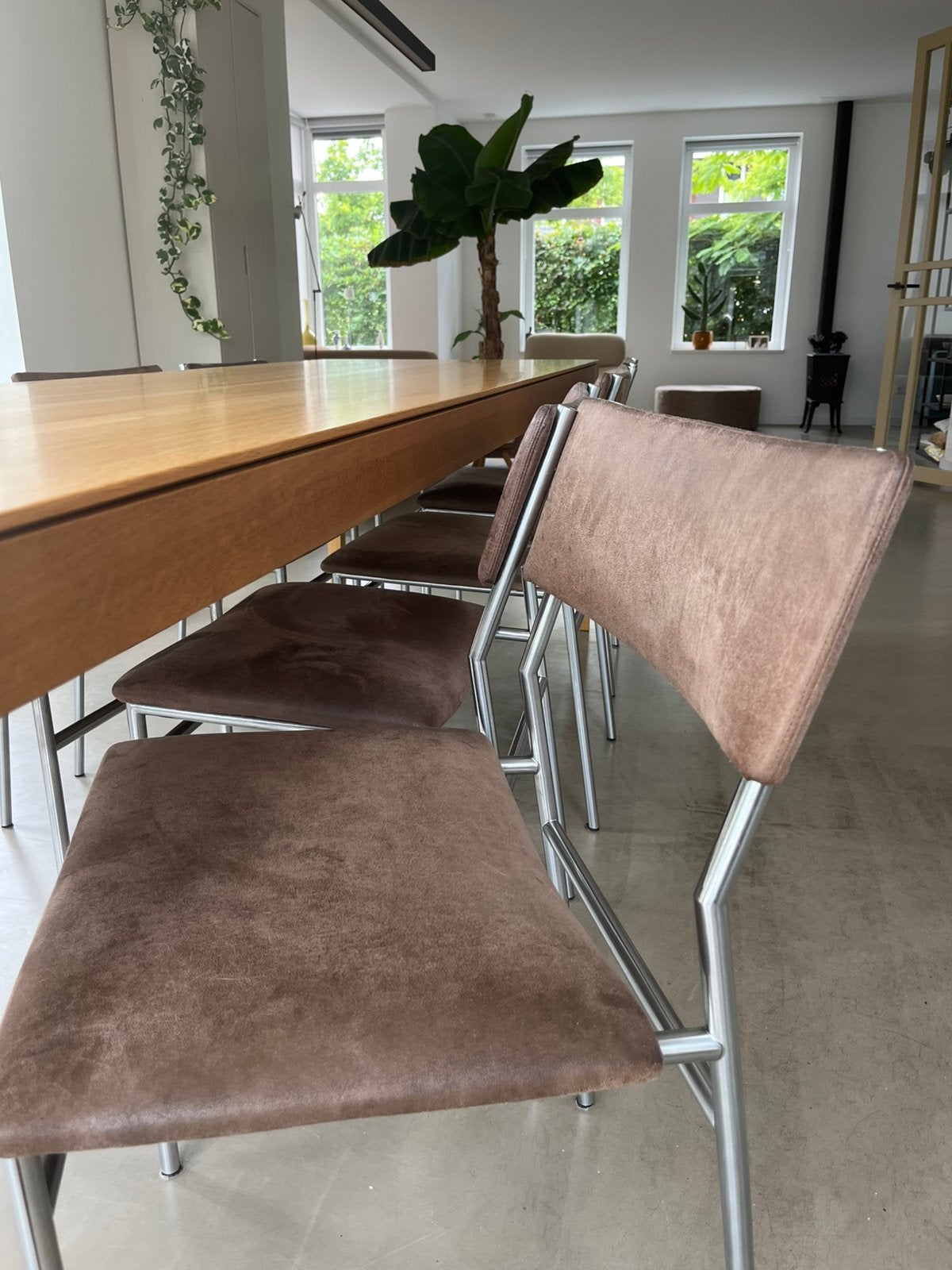 Martin Visser SE07 8 eetkamerstoelen, Ophalen, Bruin, Design, Zo goed als nieuw