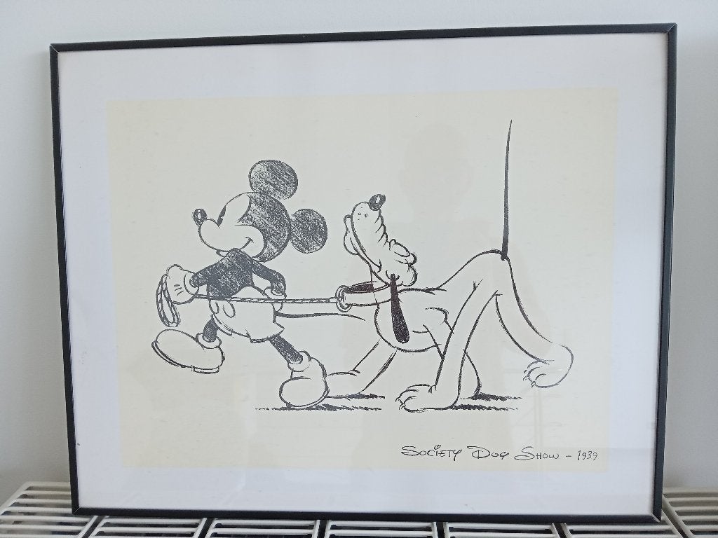 Mickey Mouse prent, Verzenden, Zo goed als nieuw, Poster, Artwork of Schilderij