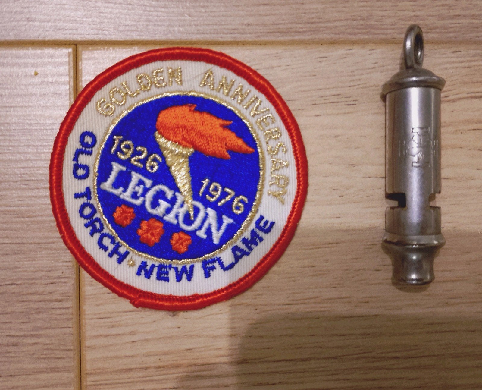 Vintage Padvinders Fluitje met Legion Patch, Ophalen of Verzenden, Gebruikt