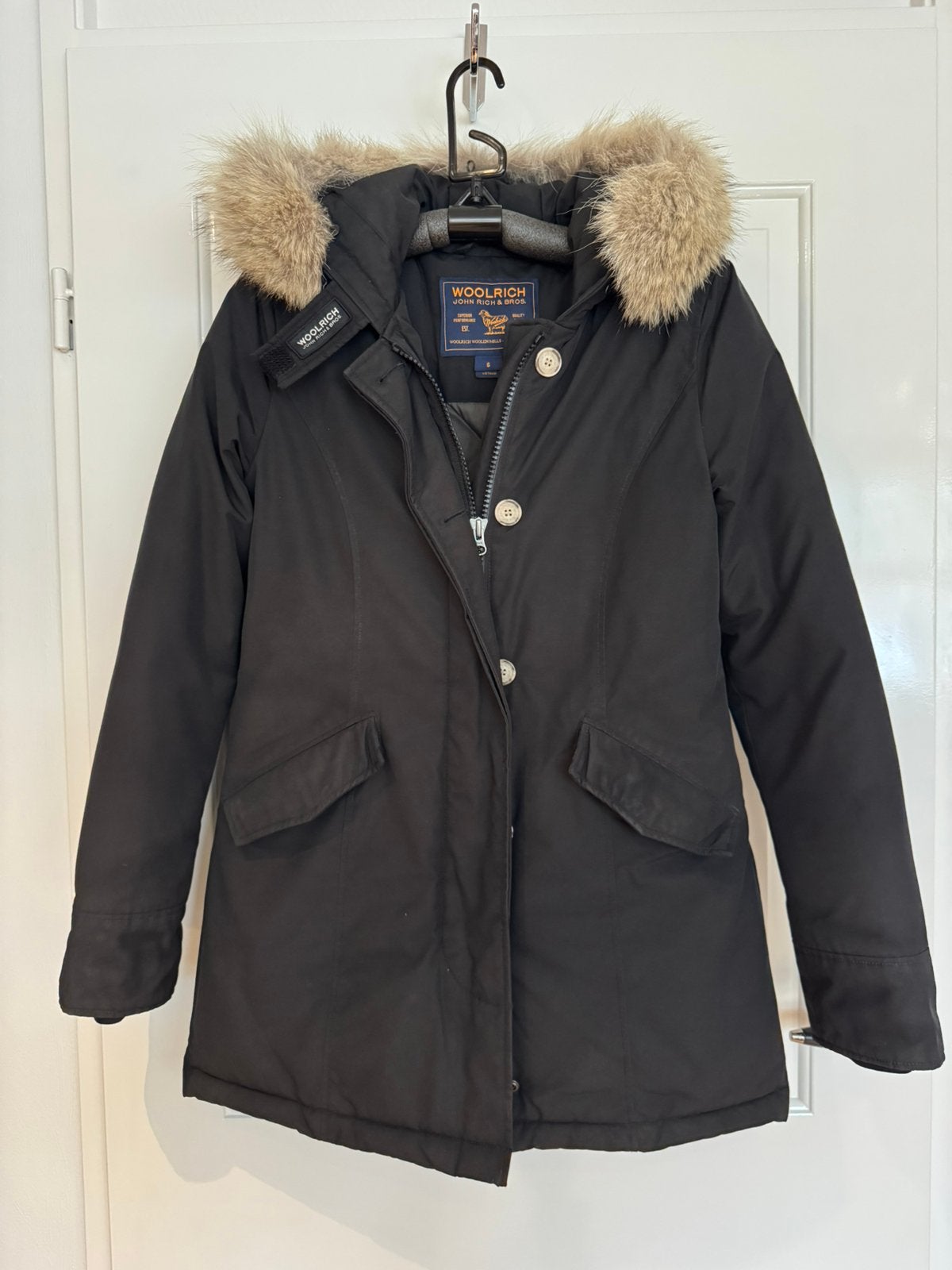 Woolrich dames Arctic Parka jas  S met afneembare bondkraag, Ophalen of Verzenden, Zo goed als nieuw, Maat 38/40 (M), Zwart