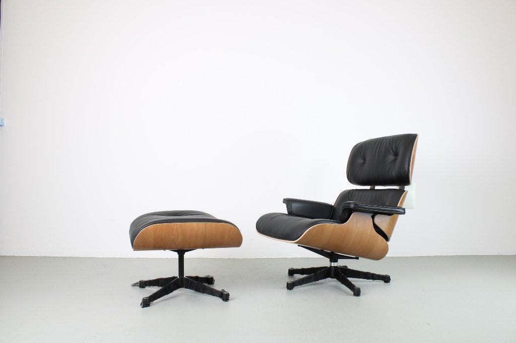 Vitra Eames Lounge Chair met Ottoman, Kersen, XL, Ophalen, Nieuw, Leer
