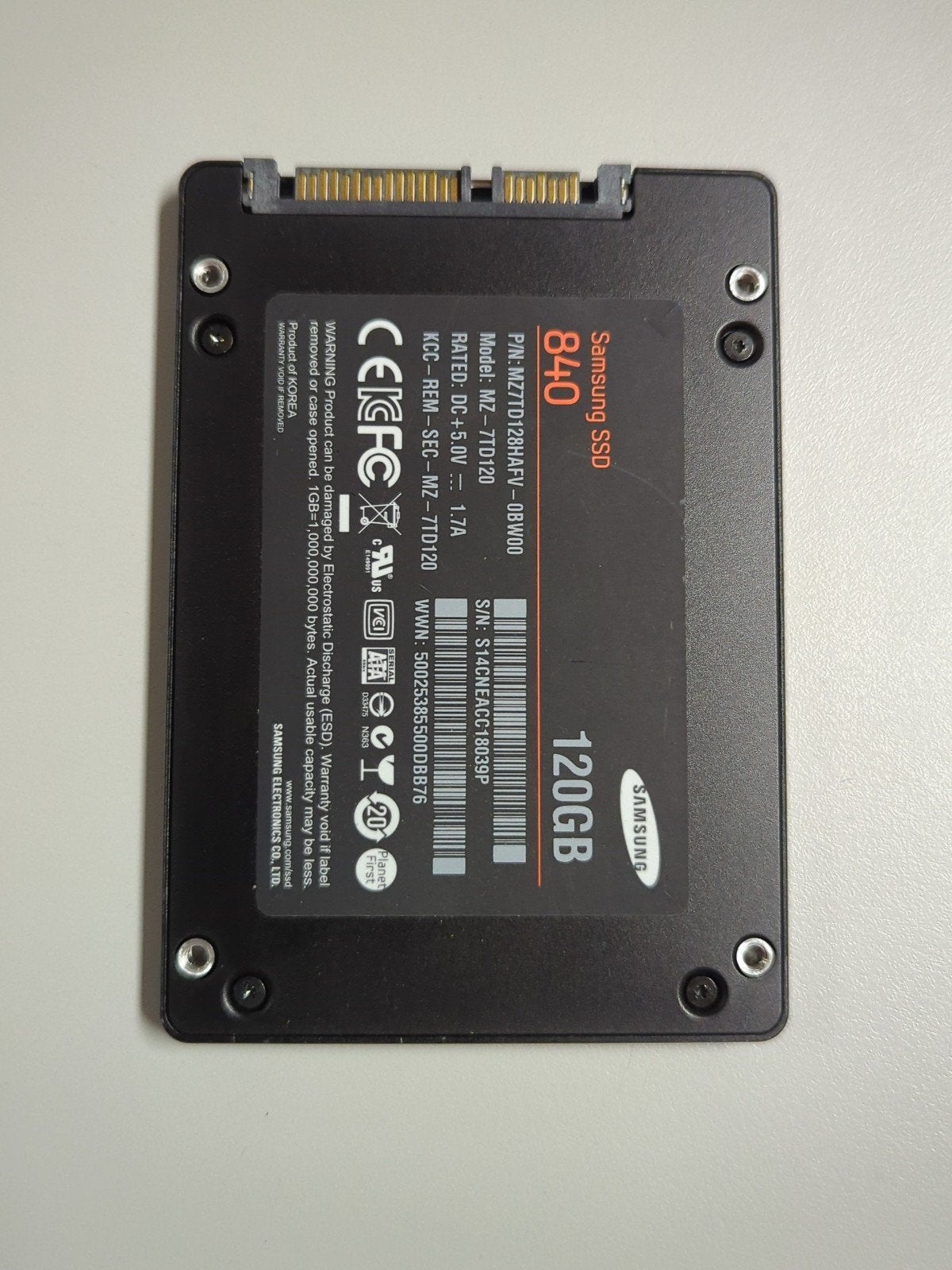 Samsung SSD 840 120GB - Snelle en Betrouwbare Opslag, Intern, Gebruikt, Server, Ophalen of Verzenden