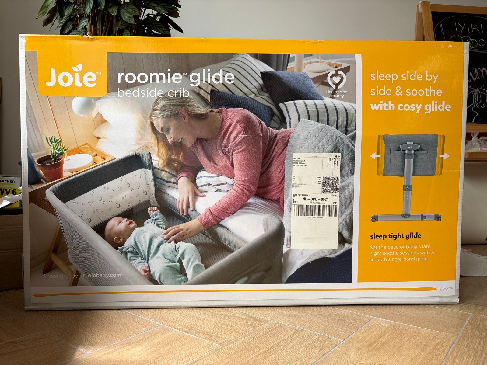 Joie Roomie Glide Bedside Crib - Zo goed als nieuw, Kinderen en Baby's, Babywiegjes en Ledikanten, Ophalen of Verzenden, Zo goed als nieuw