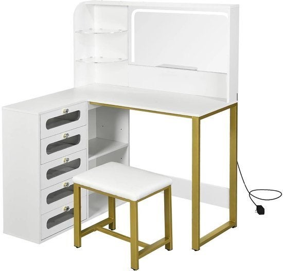 L-Vormige Make-Up Tafel – Kaptafel – Schoonheidstafel, Corvance B.V., Verzenden, Nieuw, Corvancebol@gmail.com