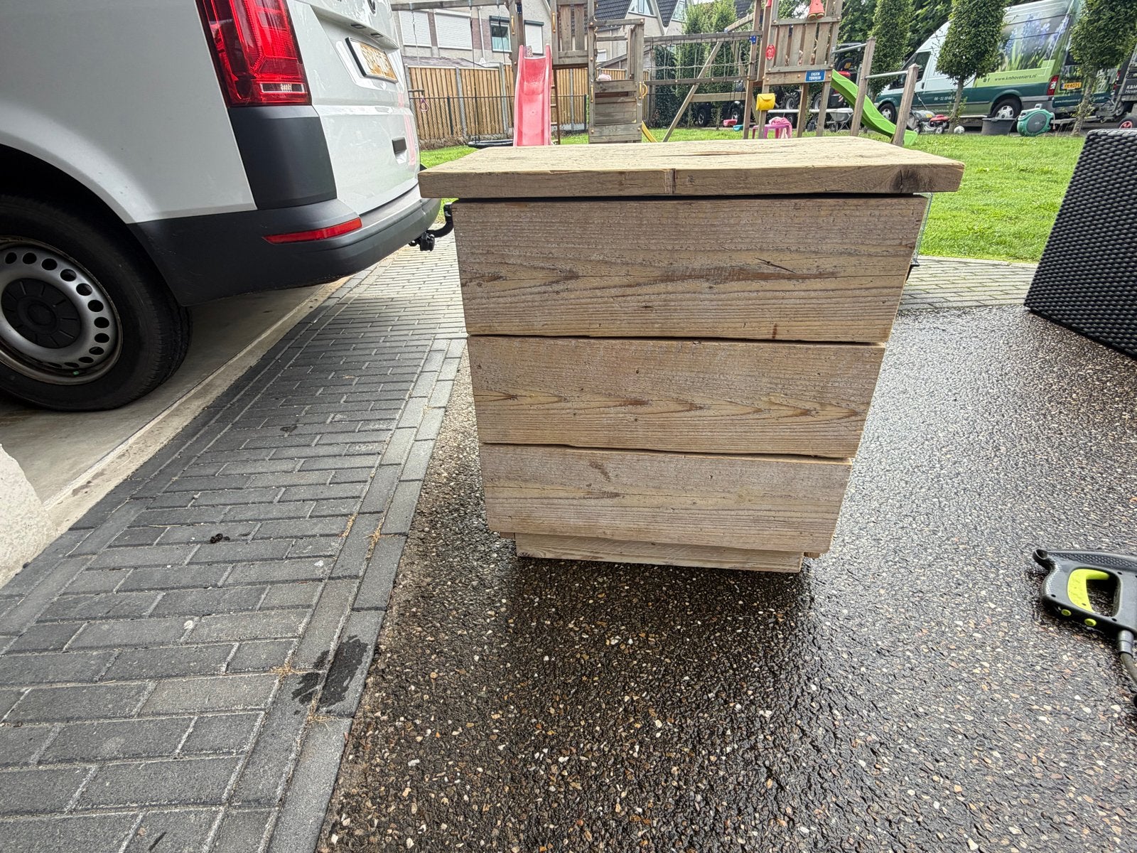 2 stoere steigerhouten ladekasten 69x45x73 hoog, Huis en Inrichting, Kasten | Ladekasten, Zo goed als nieuw, 3 of 4 laden, Minder dan 100 cm