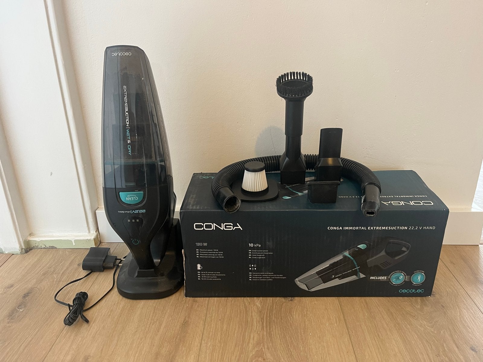 Cecotec Conga Immortal ExtremeSuction 22.2V Handstofzuiger, Overige merken, Gebruikt, Kruimeldief, Draadloos