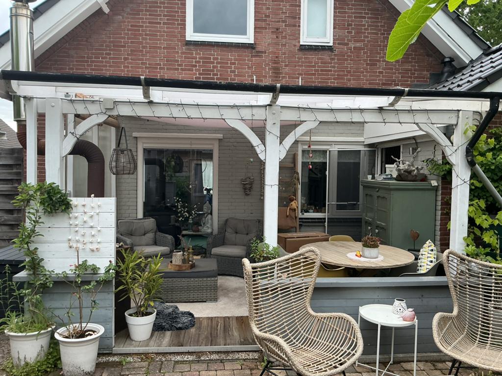 Houten veranda met polycarbonaat platen incl. Openhaard, Ophalen of Verzenden, Veranda