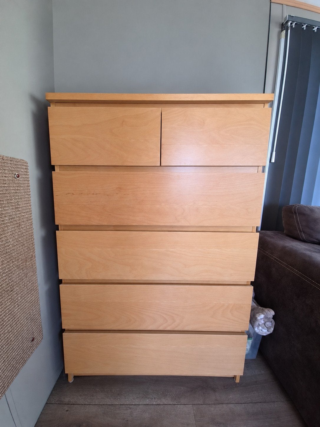 Malm Houten ladekast met 6 laden, Huis en Inrichting, Ophalen, Gebruikt, Modern, functioneel, 5 laden of meer