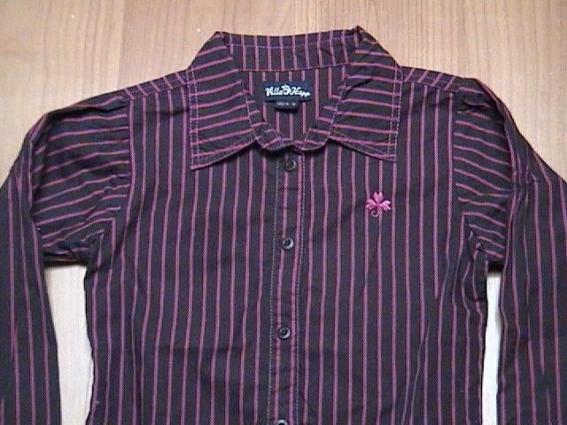 VILLA HAPP zwart - fuchsiaroze / paars gestreepte blouse 140, Kinderen en Baby's, Villa Happ, Gebruikt, Meisje, Overhemd of Blouse