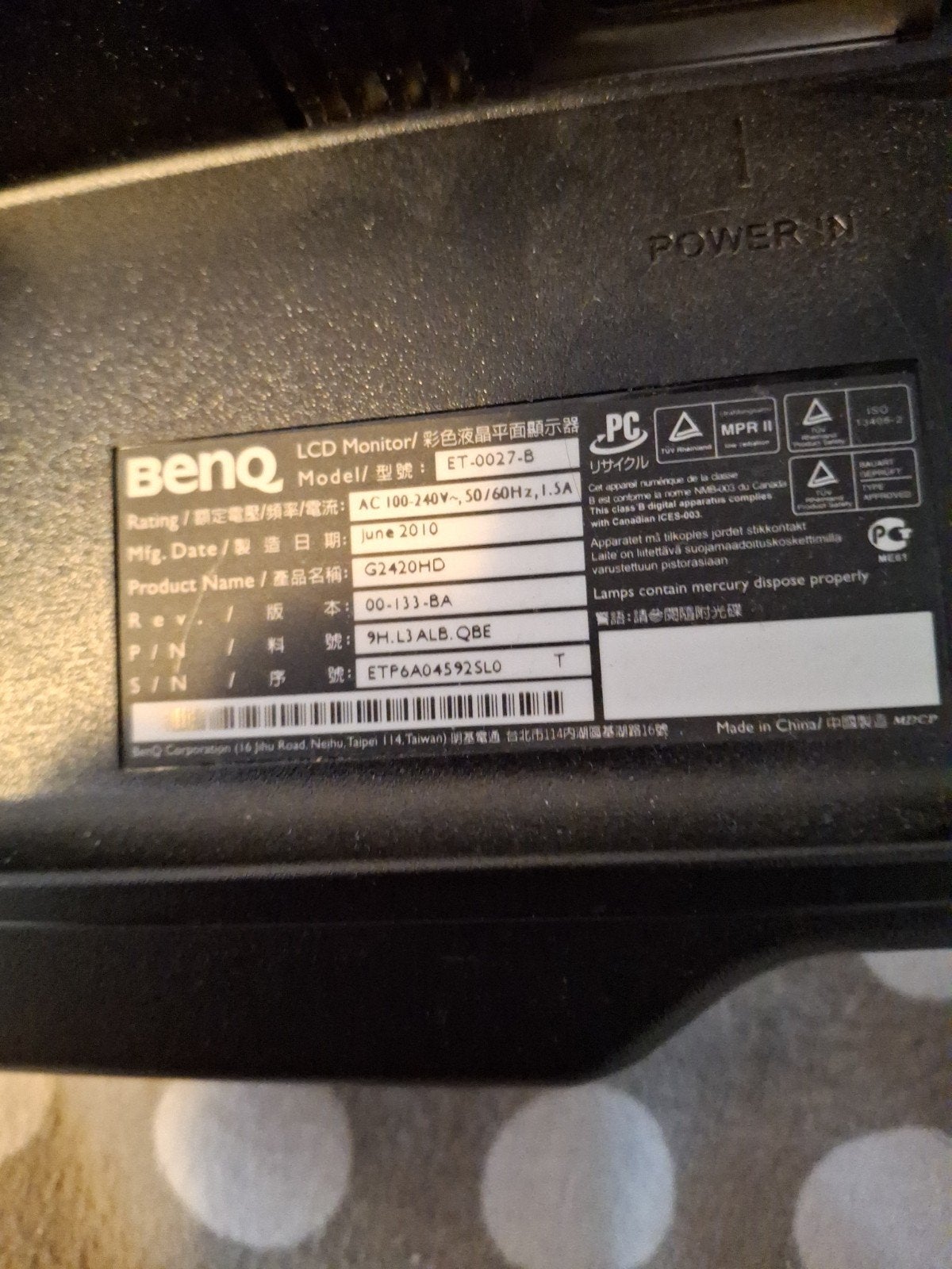 BenQ G2420HD Monitor - Full HD, 24 inch, Computers en Software, Full HD, BenQ, 60 Hz of minder, Ophalen