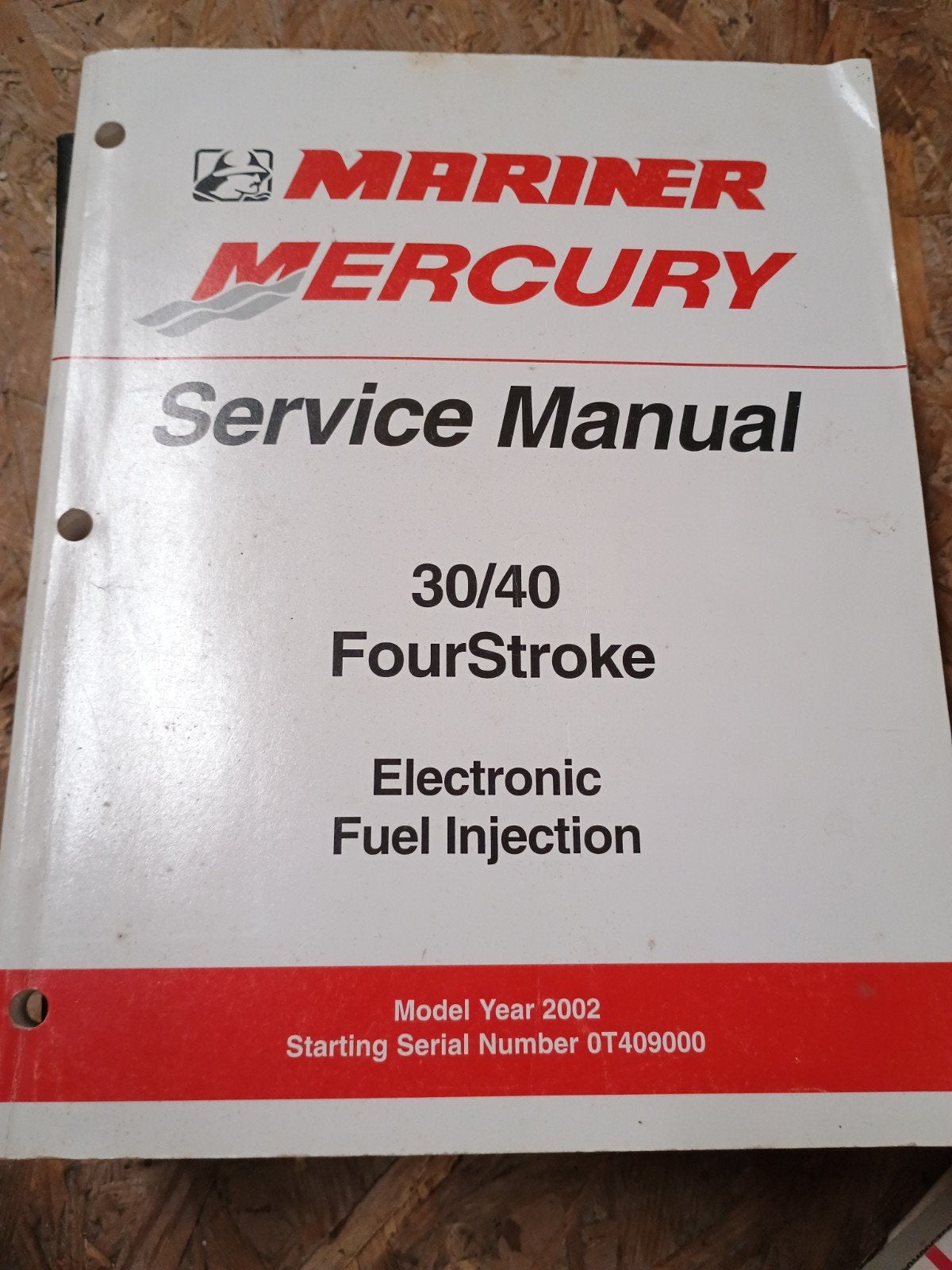 Mariner Mercury Service Manual 30/40 FourStroke EFI 2002, Ophalen of Verzenden, Gebruikt, Boek of Waterkaart