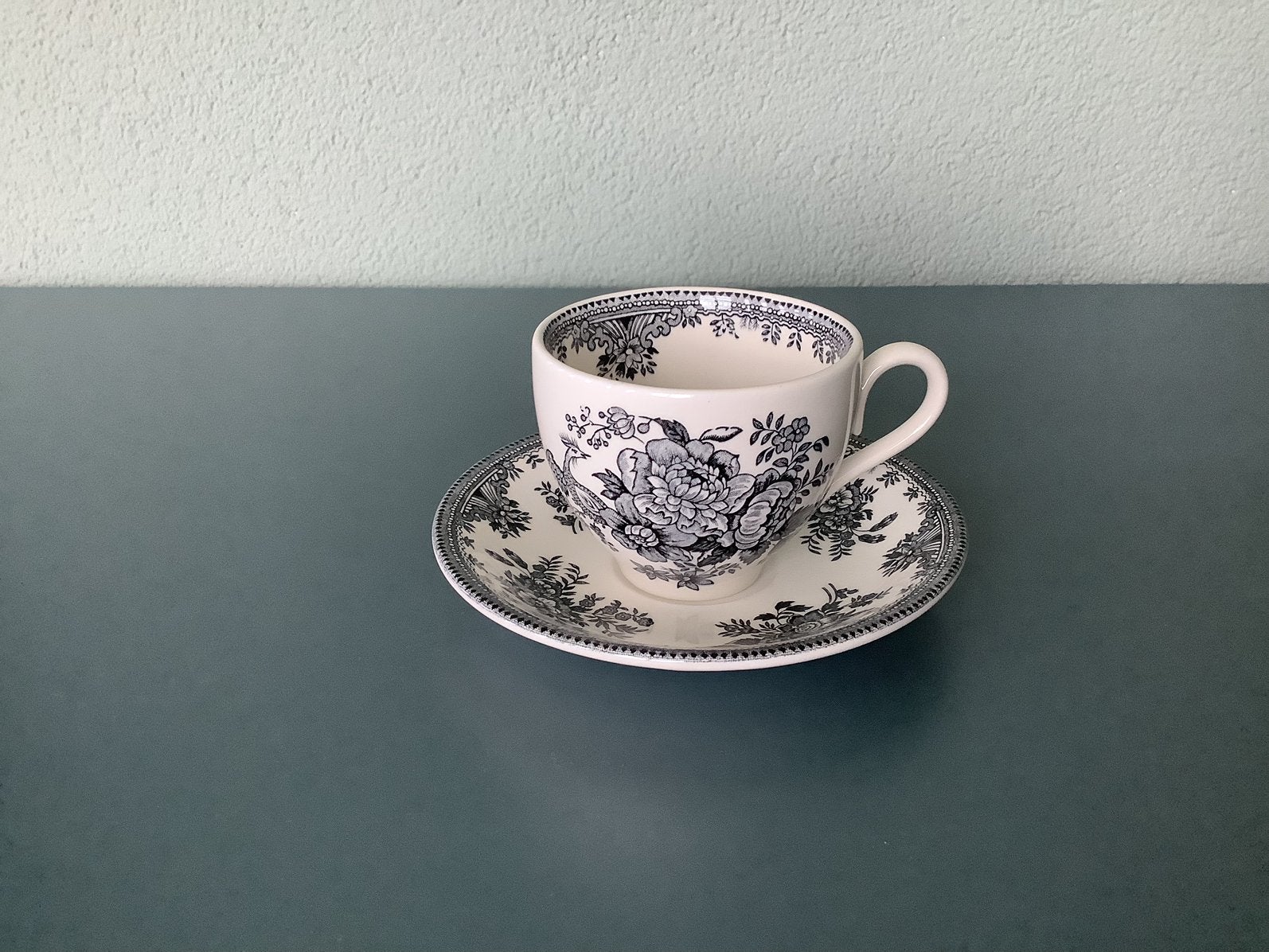 Burleigh, black asiatic pheasants, Engels servies, theekop, Ophalen of Verzenden