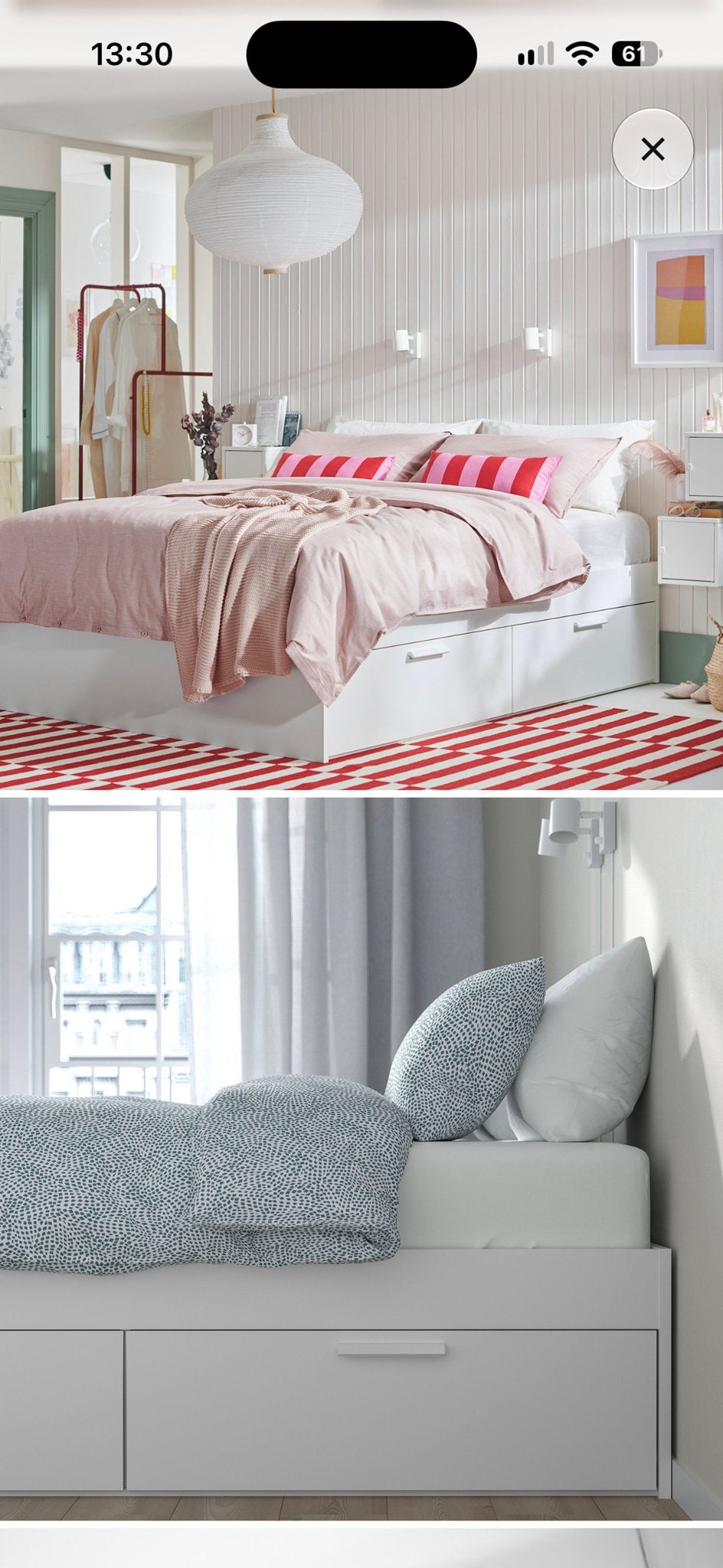 IKEA Brimnes Bedframe met opberglades - Wit, 140x200 cm, Ophalen, Ikea, Ikea, Wit
