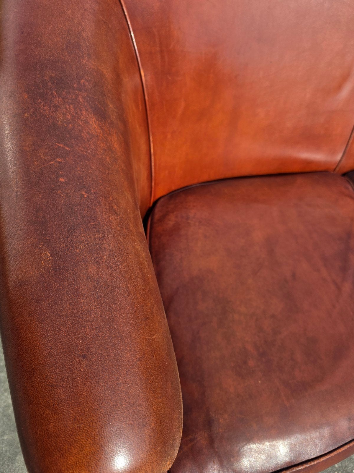 Schapenleren bank cognac bruin leer + BEZORGING GRATIS, Huis en Inrichting, Banken | Bankstellen, Gebruikt, Verzenden, ., Chesterfield