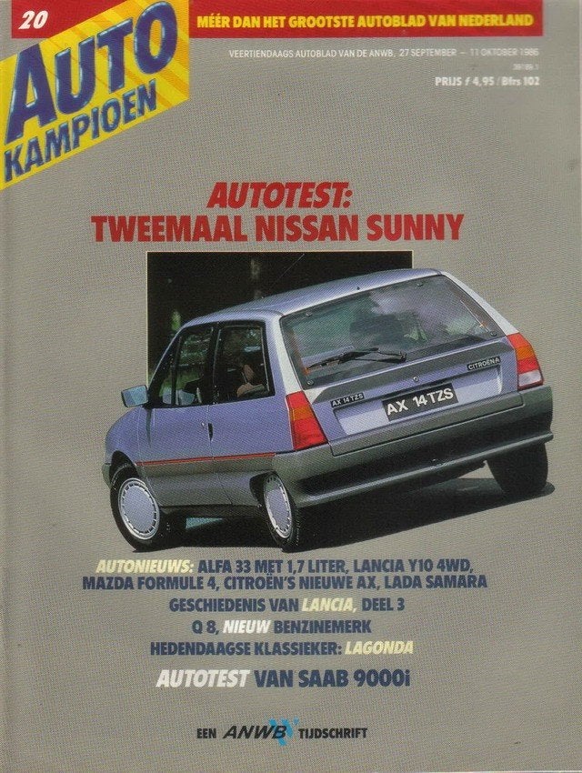 Autokampioen 20 1986 : Saab 9000i 16 - Citroen AX - Nissan, Ophalen of Verzenden, Gelezen, Algemeen