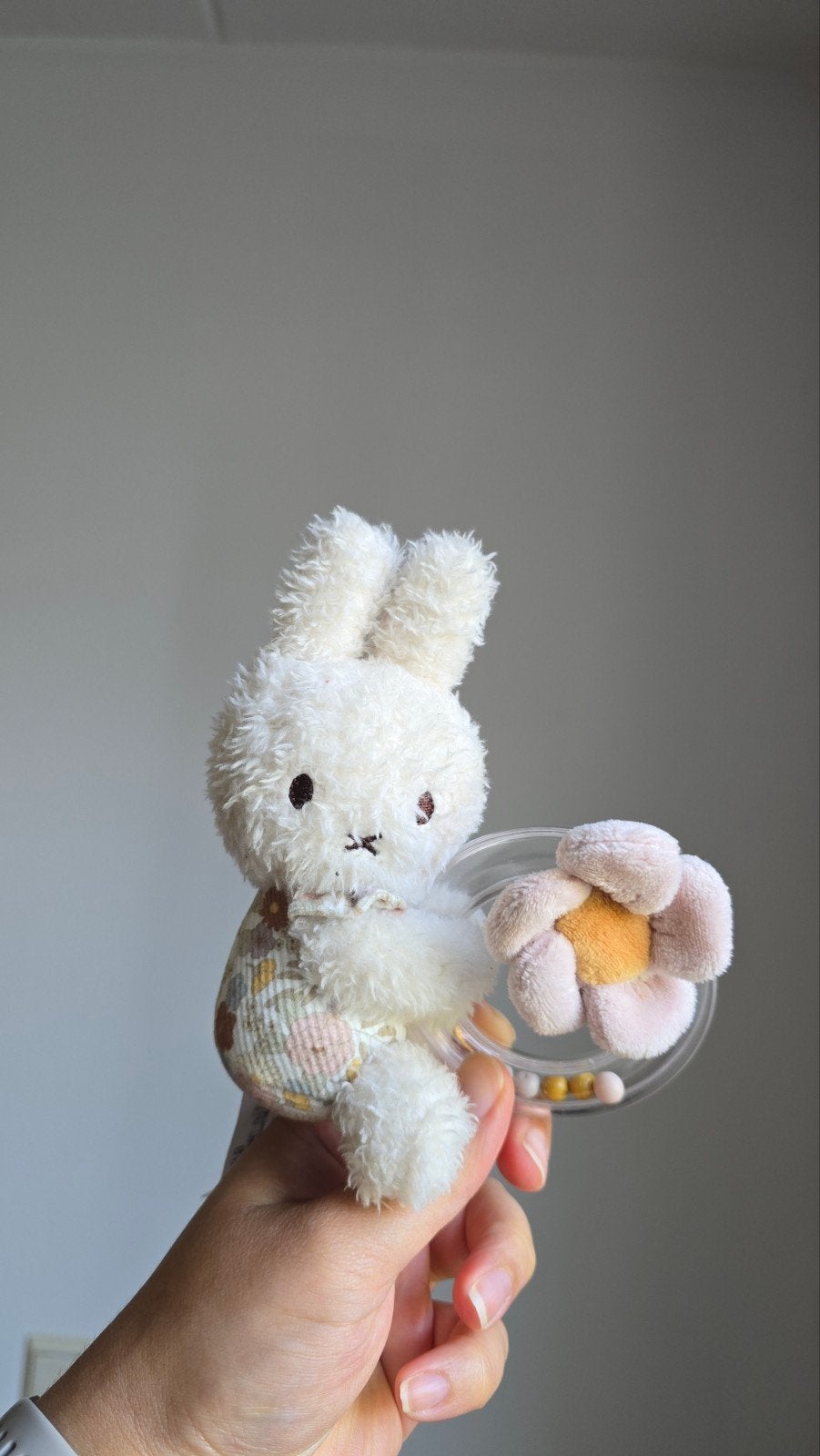 Baby speelgoed set: rammelaar, knuffeldoekjes, knuffel, Ophalen of Verzenden, Zo goed als nieuw, Rammelaar, Met geluid