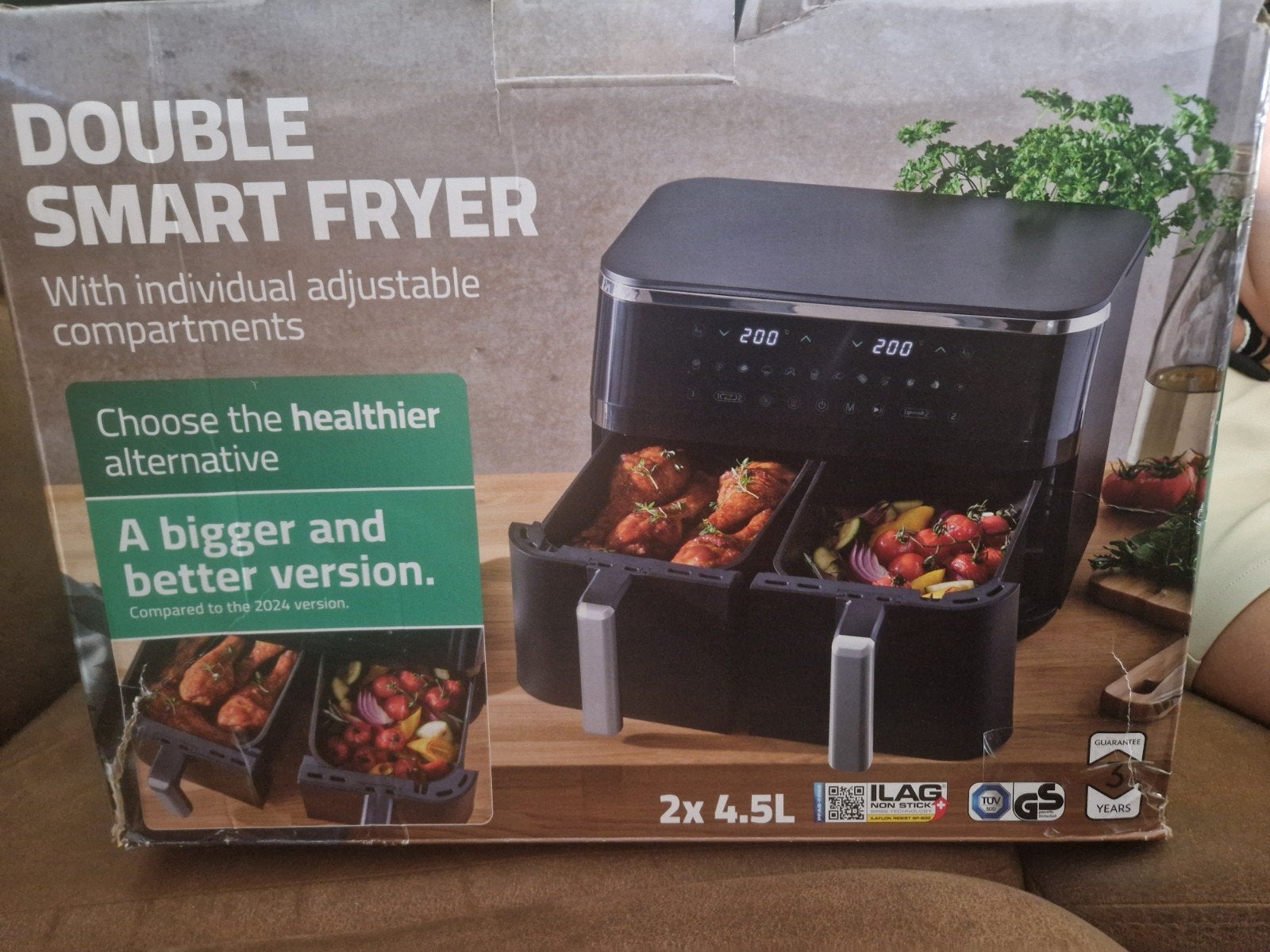 Double Smart Fryer met individueel instelbare compartimenten, Ophalen of Verzenden, Nieuw, Airfryer XXL, 1500 gram of meer