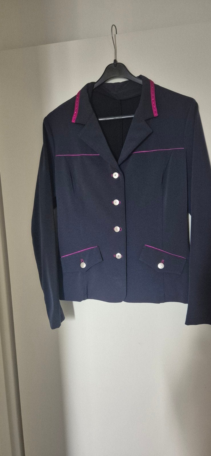 Kentucky wedstrijd Jasje Maat 40 - Donkerblauw met Roze Deta, Dieren en Toebehoren, Paardrijkleding, Ophalen of Verzenden, Zo goed als nieuw