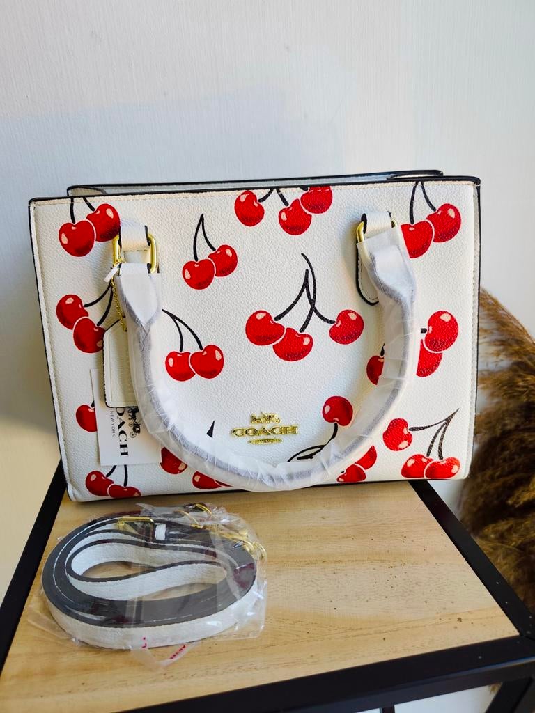 Nieuwe Coach Shopper Tas met Kersjes Print en Stofzak, Verzenden, Nieuw, Wit, Shopper