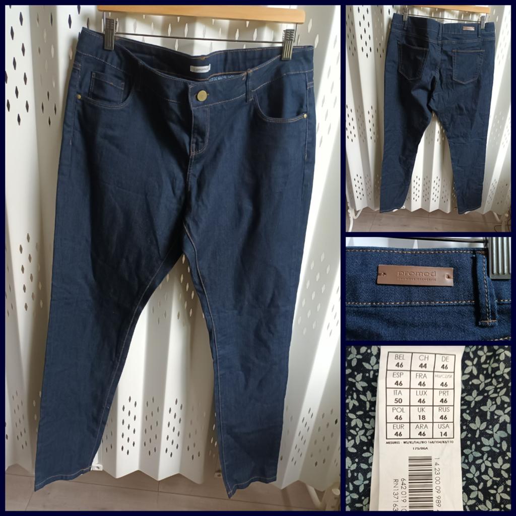 Promod donkerblauwe damesjeans viscose stretch 46, Kleding | Dames, Promod, Ophalen of Verzenden, Zo goed als nieuw, Blauw