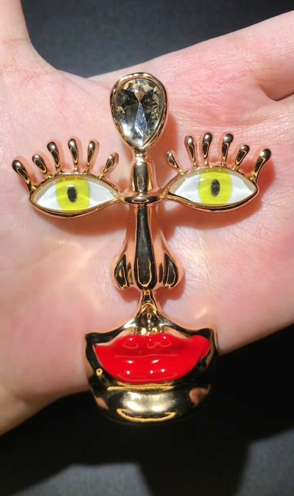 Nieuwe Broche - Abstract Gezicht Design, Overige materialen, 4 tot 7 cm, Nieuw, Ophalen of Verzenden