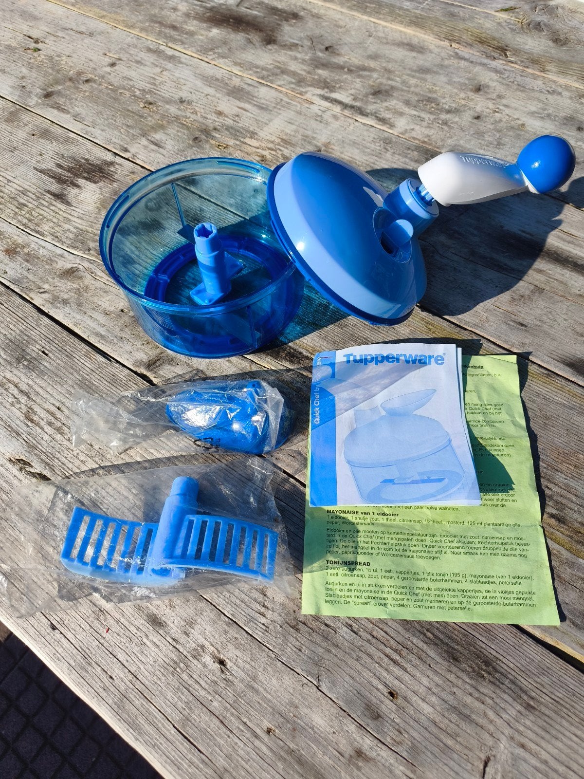 Tupperware Quick Chef - Handige Keukenhulp, Blauw, Overige typen, Ophalen of Verzenden, Met deksel