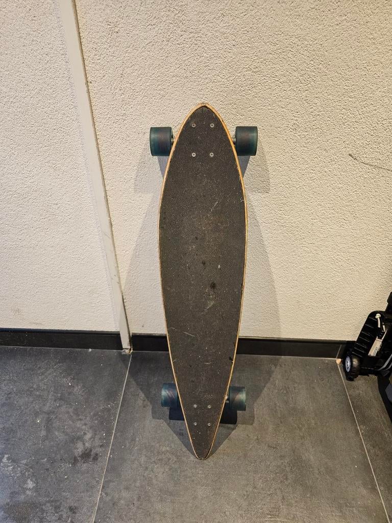 Skateboard 1 meter - Blauw/Wit, Ophalen of Verzenden, Gebruikt, Skateboard, Longboard