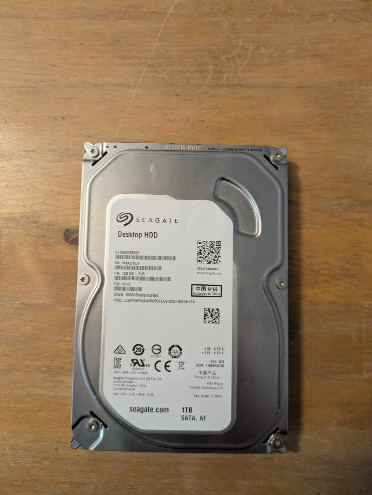 Seagate Desktop HDD 1TB SATA Harde Schijf, Intern, Gebruikt, Ophalen of Verzenden, 1TB