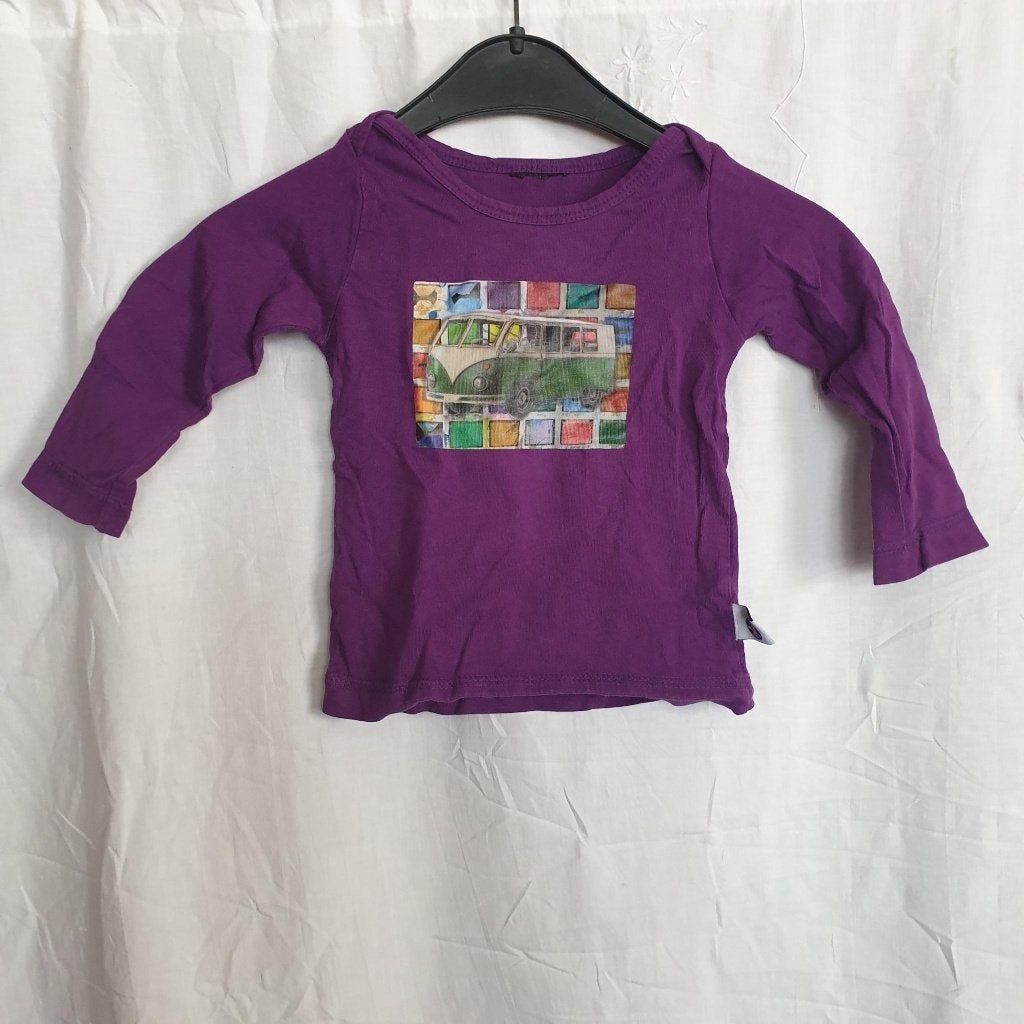 Stoere paarse longsleeve, VW busje. mt 80/86, Meisje, ., Ophalen of Verzenden, Zo goed als nieuw