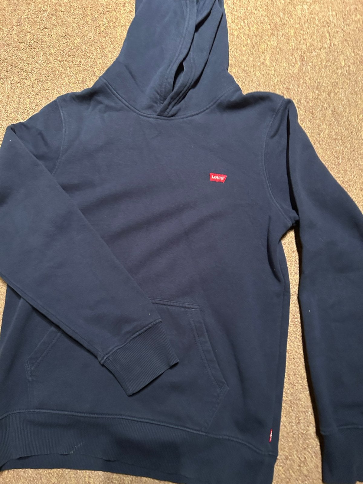Donkerblauwe Levi's hoodie - Maat 164 (14A), Kinderen en Baby's, Ophalen of Verzenden, Gebruikt, Jongen of Meisje, Trui of Vest