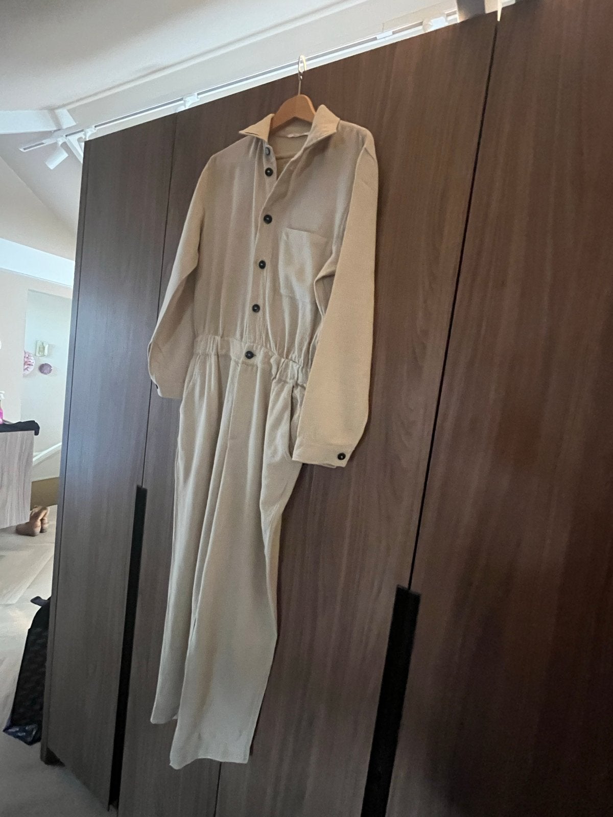 Pomandère jumpsuit, Ophalen of Verzenden, Zo goed als nieuw, Maat 38/40 (M), Beige