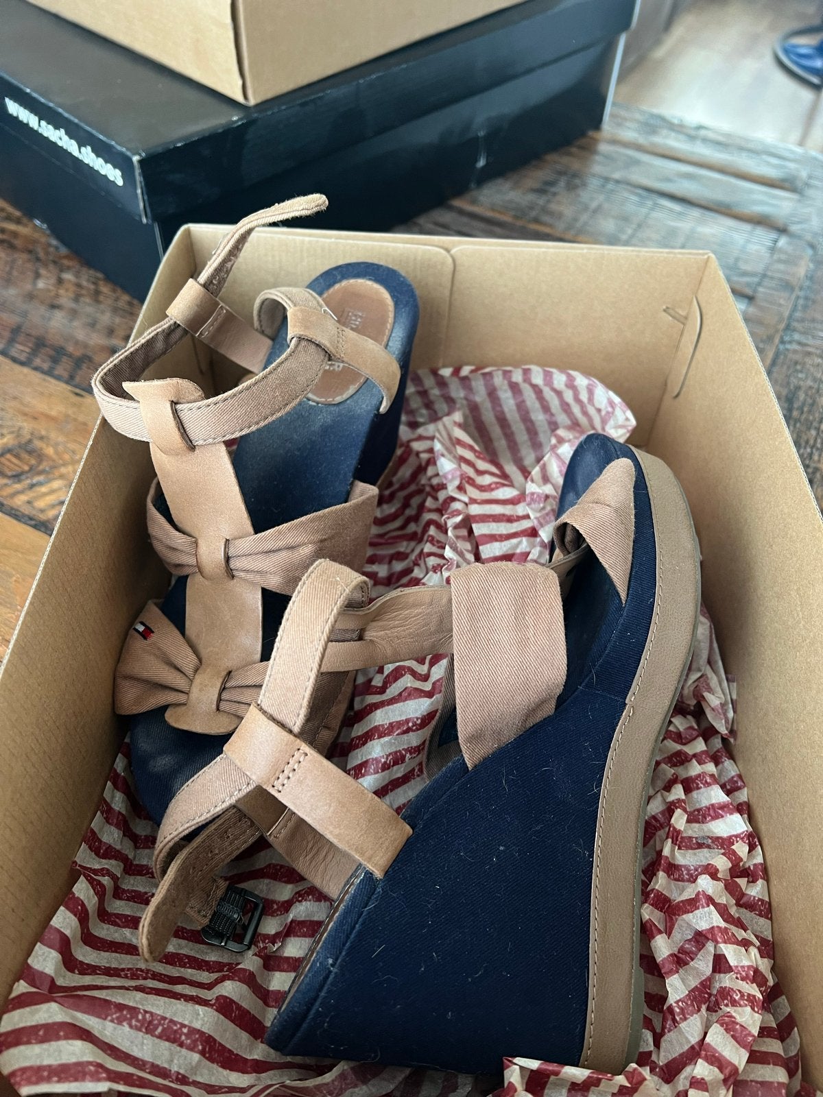 Nieuwe Tommy Hilfiger Sleehak Sandalen, Ophalen of Verzenden, Nieuw, Blauw, Sandalen of Muiltjes