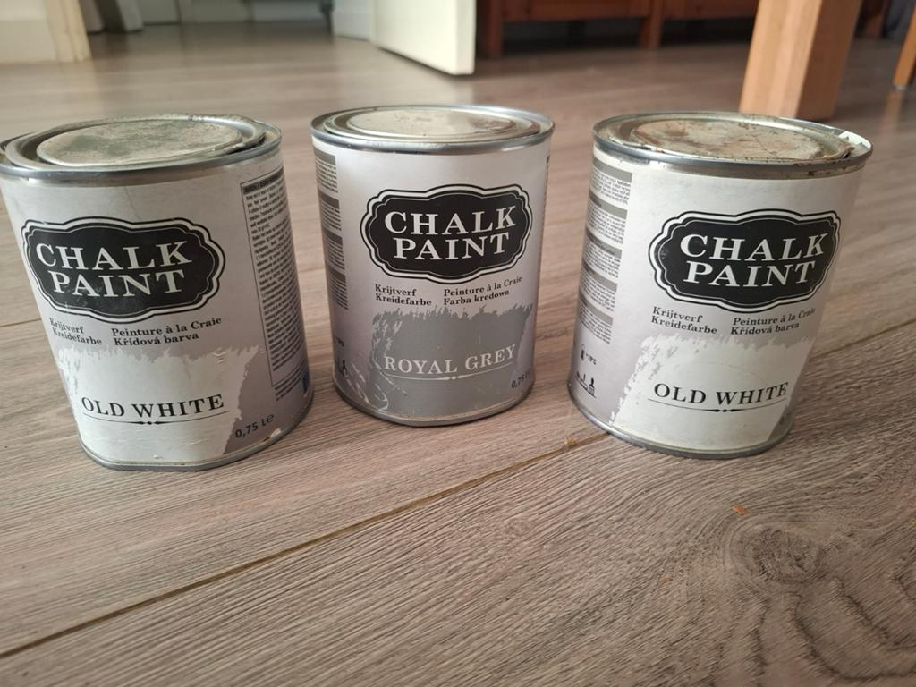 Chalk Paint 2x Old White en 1x Royal Grey, Ophalen, Zo goed als nieuw, Wit