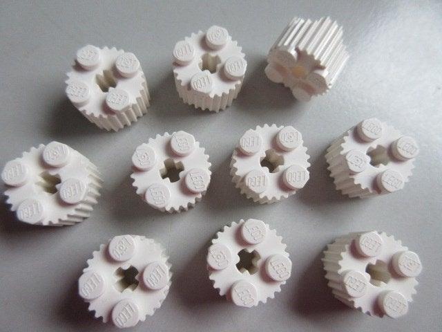 nr. 8875, 10 ronde witte stenen, geribbeld.., Ophalen of Verzenden, Zo goed als nieuw, Complete set, Lego