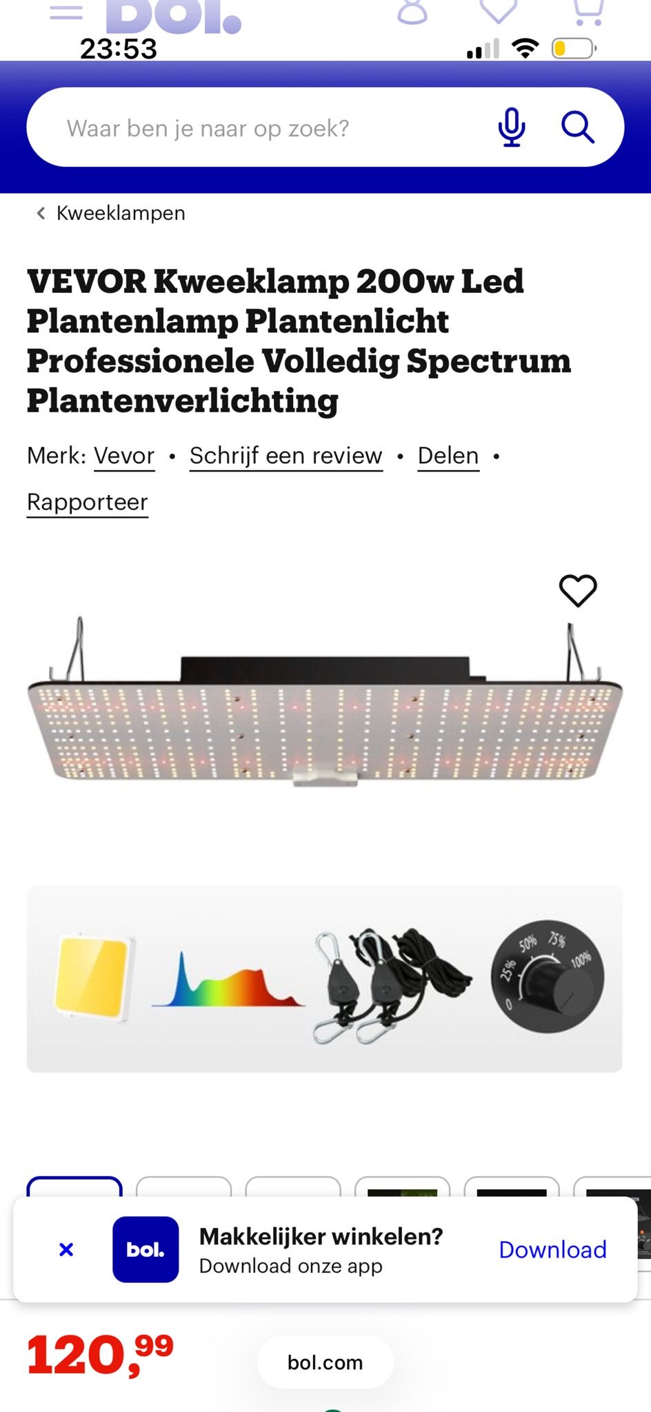 VEVOR Kweeklamp 200W LED Plantenlamp Volledig Spectrum, Ophalen of Verzenden, Overige soorten, Volle zon