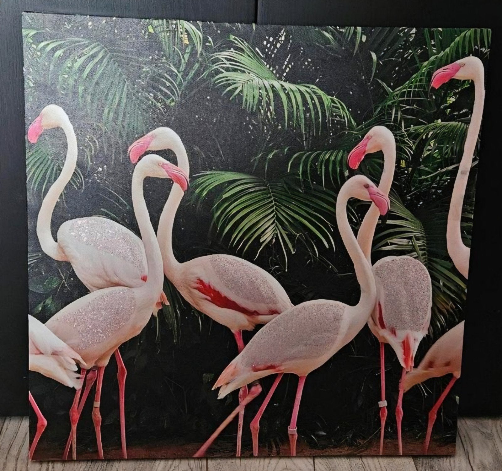 Flamingo Canvasdoek met Glitterdetails - Roze Vogels, 50 tot 75 cm, Ophalen of Verzenden, 50 tot 75 cm, Print