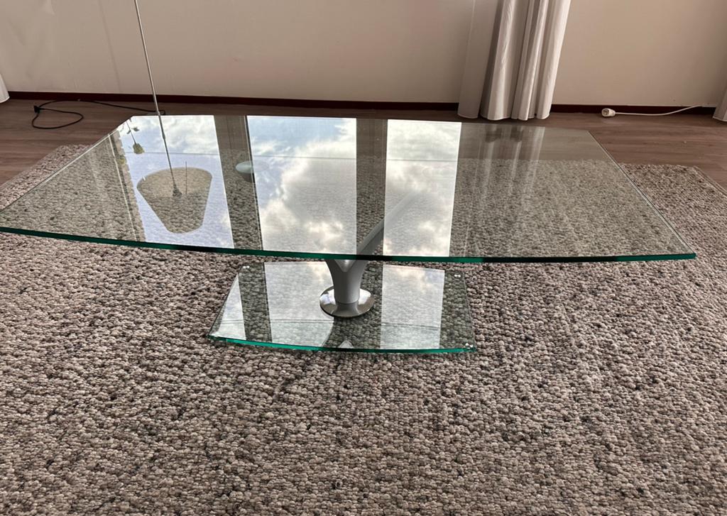 Glazen salontafel Rolf Benz, Ophalen, Gebruikt, 100 tot 150 cm, 50 tot 100 cm
