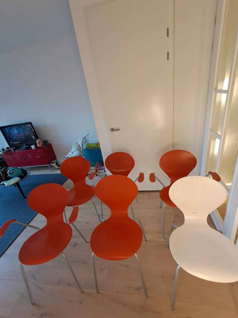 Danerka rondo stoelen  (6 stuks), Huis en Inrichting, Ophalen, Gebruikt, Wit, Deens design
