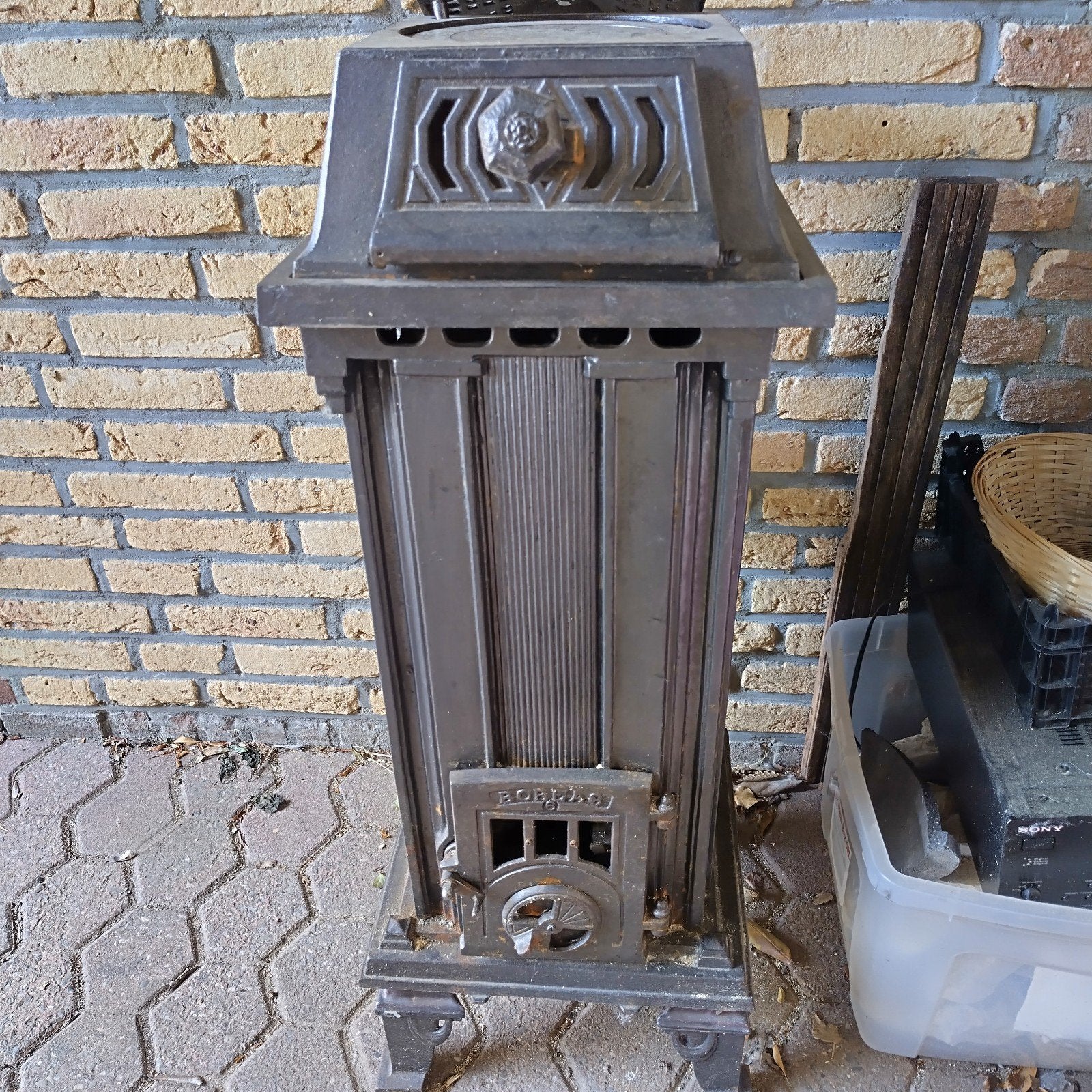 Antieke Bobelas Houthaard - Vrijstaande Kachel, Ophalen, Gebruikt, Vrijstaande haard, Houthaard