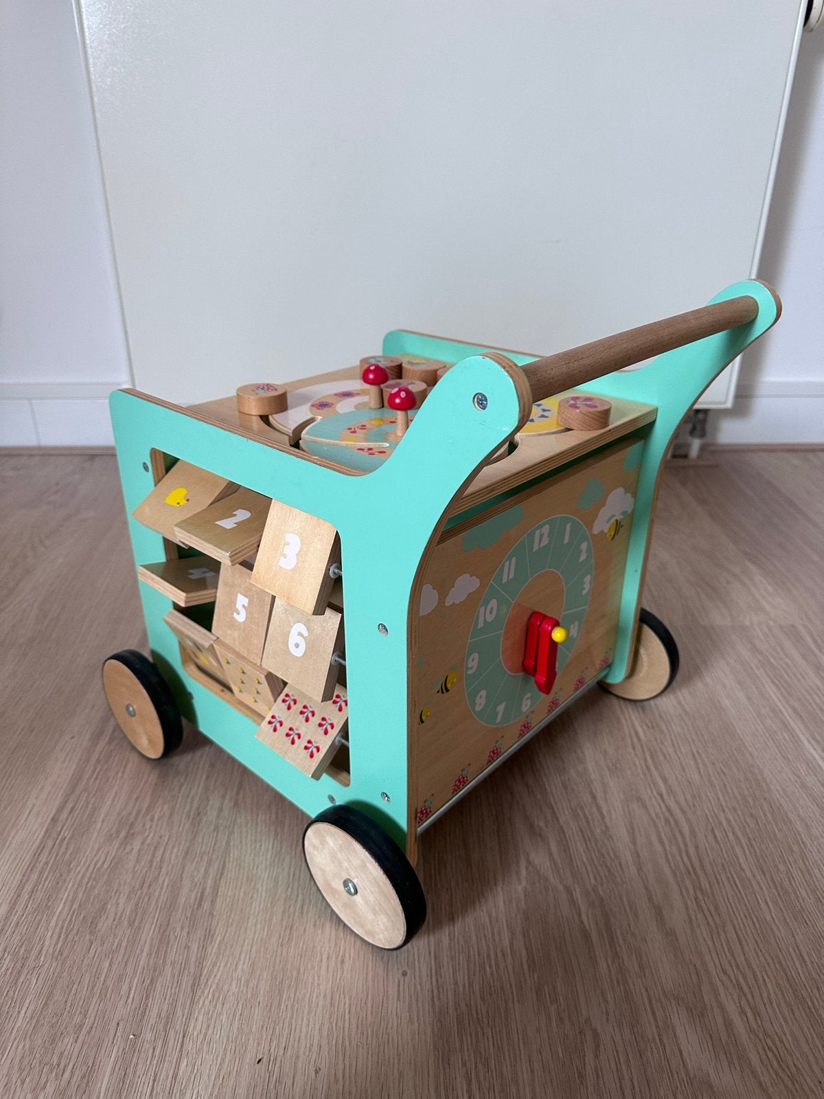 Djeco Houten Loopwagen met Activiteiten, Ophalen, Gebruikt, Duw- of Trekspeelgoed