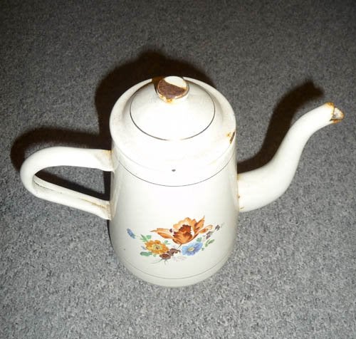 Vintage kan met bloemen afbeelding, Antiek en Kunst, Antiek | Emaille, Ophalen of Verzenden