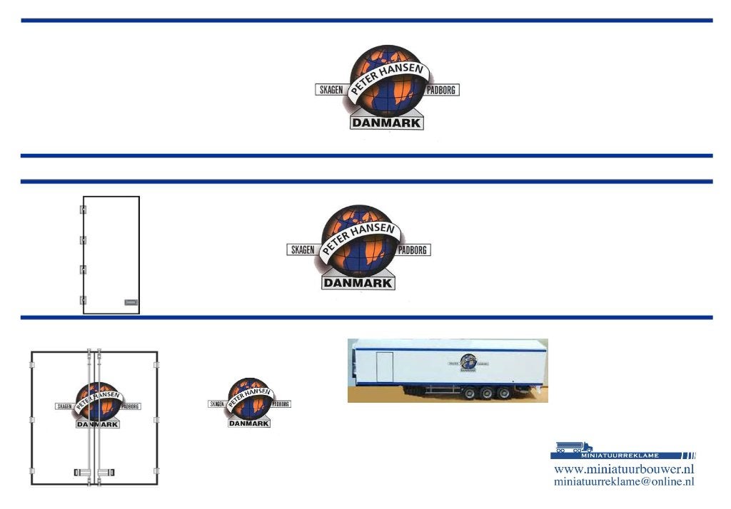Vrachtauto decal 1:50 Peter Hansen Danmark ( trailer ), Verzenden, Nieuw, Bus of Vrachtwagen, Overige merken