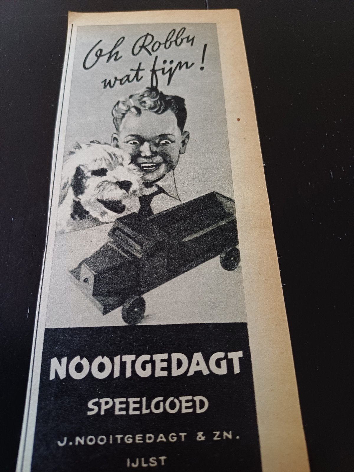 advertentie Nooitgedagt speelgoed IJlst 1954, Verzamelen, Ophalen of Verzenden, Gebruikt, Overige typen