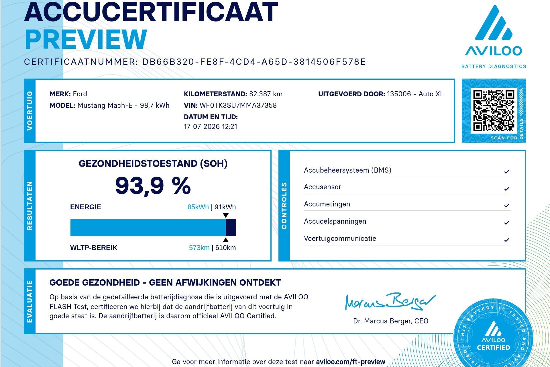 Ford Mustang Mach-E Extended First Edition AWD 98 kWh (SOH 9, Auto's, Automaat, Dealer onderhouden, Gebruikt, 371 pk