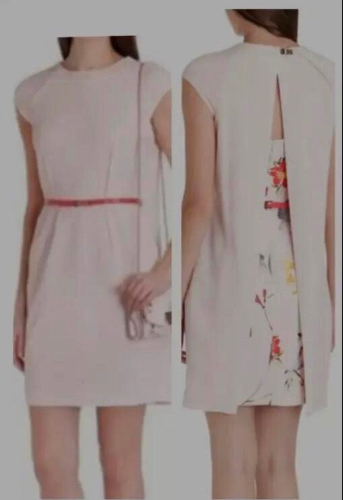 Ted Baker luxe jurk lichtroze met bloemenprint knielengte S, Zo goed als nieuw, Knielengte, Maat 36 (S), Meerkleurig