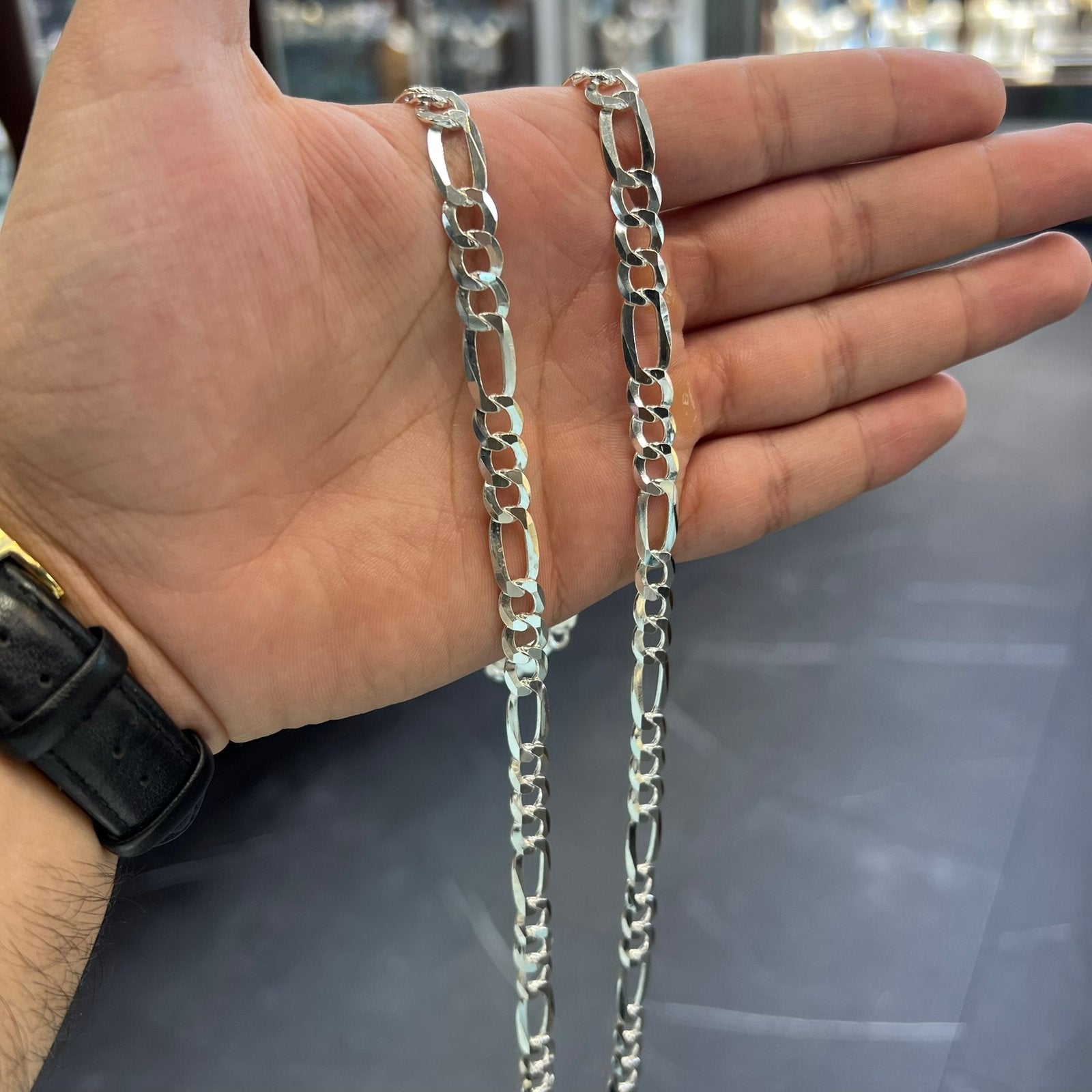 Zilveren ketting figaro schakel massief 925 silver, Ophalen of Verzenden, Zo goed als nieuw, Goud