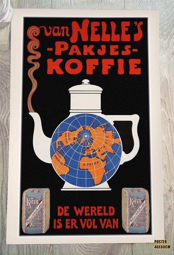 van Nelle Roodmerk Koffie Art Deco Reclame poster.