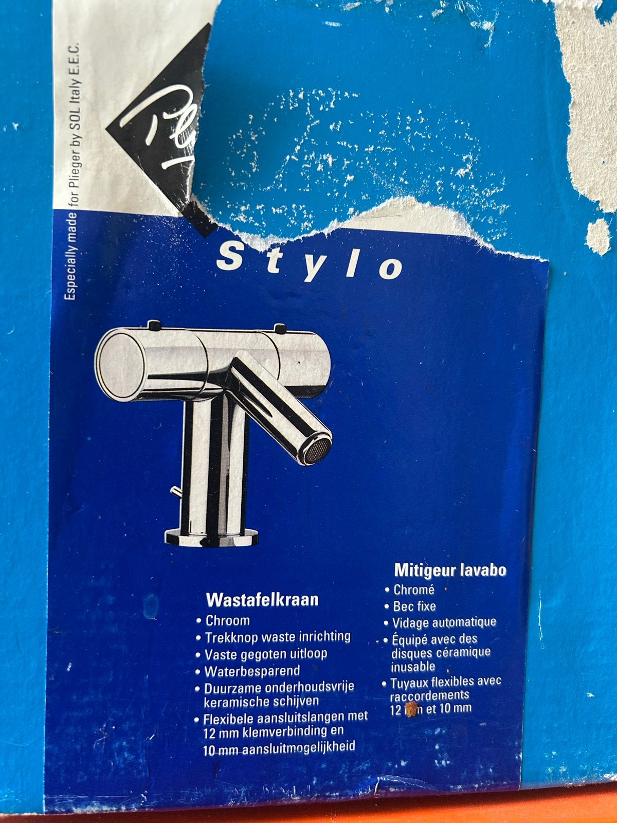 Plieger Stylo wastafelkraan nieuw - keramische schijven, Ophalen, Nieuw, Chroom, Wastafel