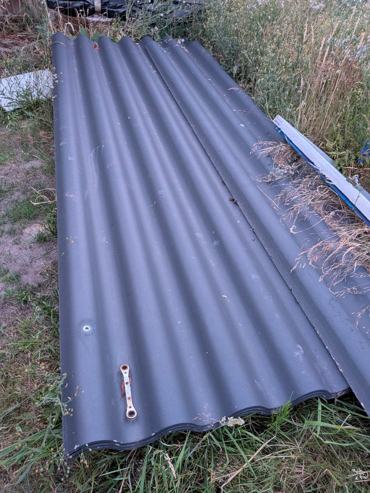 Gebruikte vezelcement golfplaten, Doe-het-zelf en Verbouw, Dakpannen en Dakbedekking, Overige materialen, Gebruikt, Ophalen of Verzenden